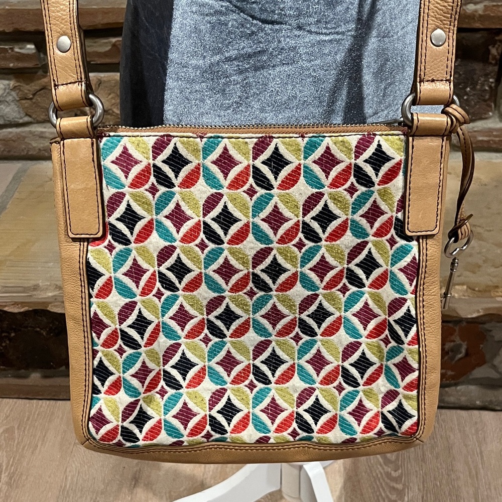 Fossil Multicolor Geometric Pattern Crossbody Sho… - image 7